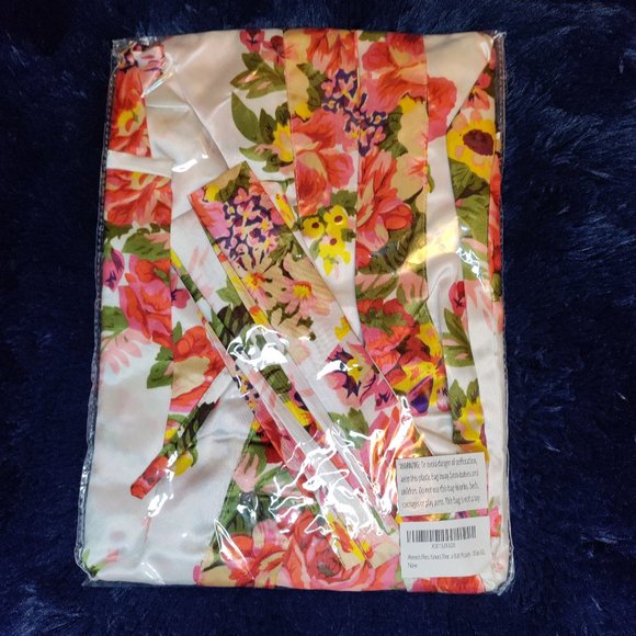 Women's Floral Kimono Satin Short Robe Size: M / L - Picture 10 of 13